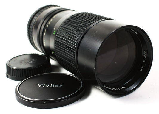 200mm f/3.5 Lens for Canon FD with 2x Teleconverter, F & R Caps