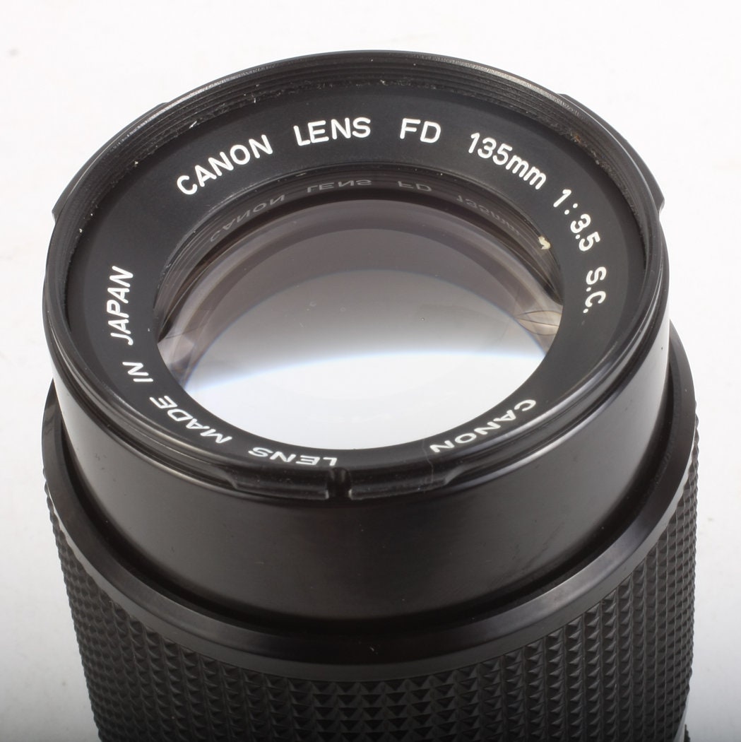 Canon 135MM F 3.5 S.C. Lens w/ Case, Strap, Original Hood and Front & Rear Caps