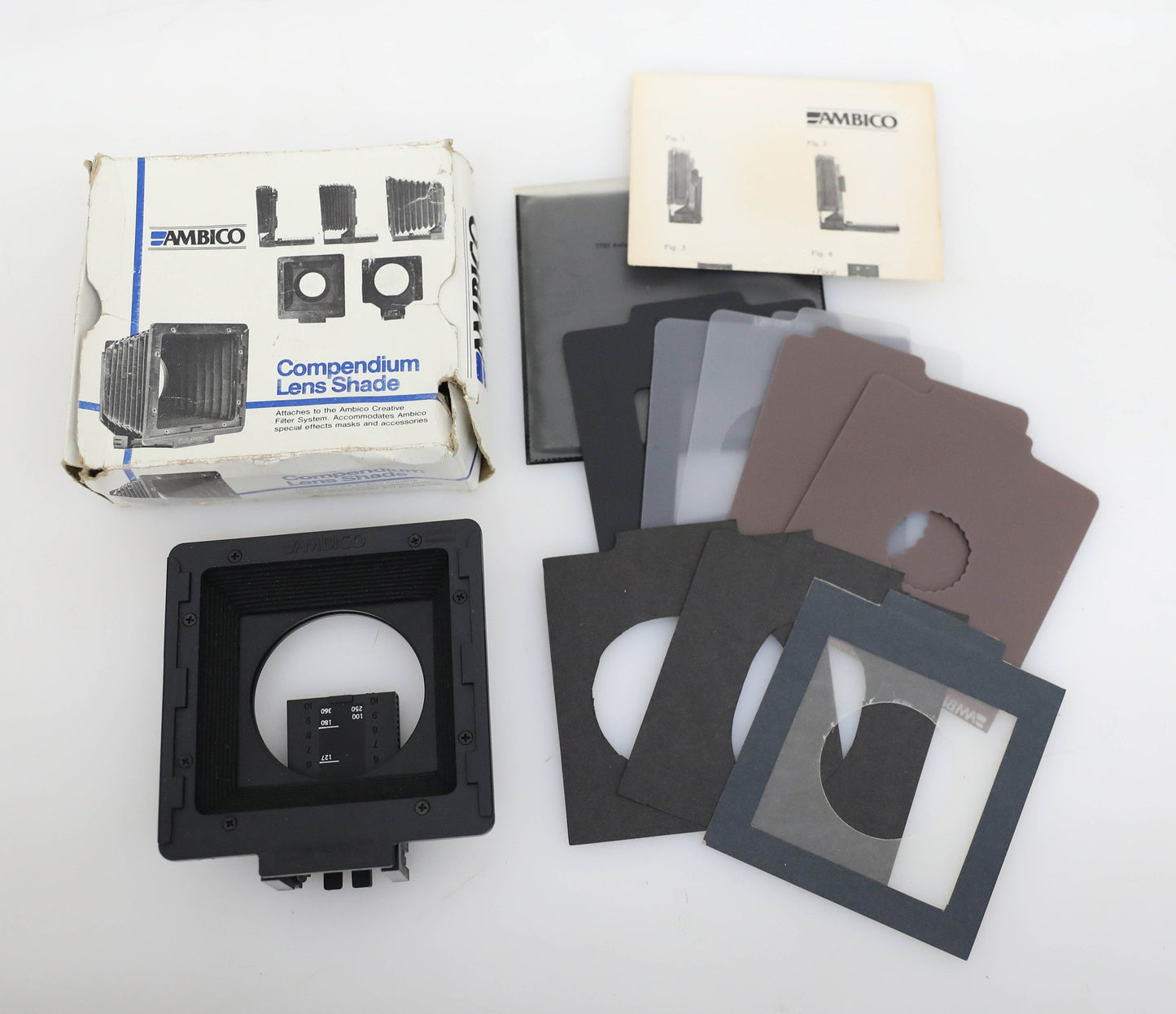 Ambico Compendium Lens Shade Hood with Medium Format Vignette Set in Box