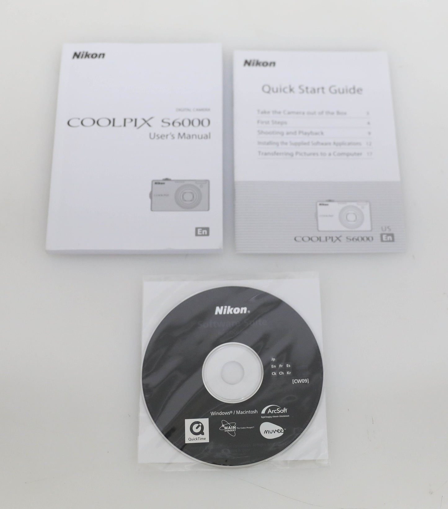 Nikon Coolpix S6000 Users Manual, Quick Start Guide, and Software Suite in EN