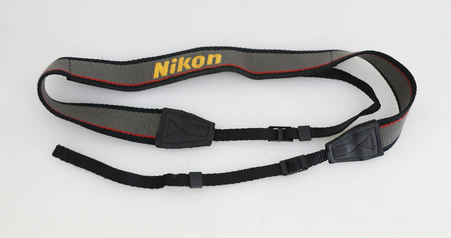 Vintage Nikon Camera Strap - Black and Gray