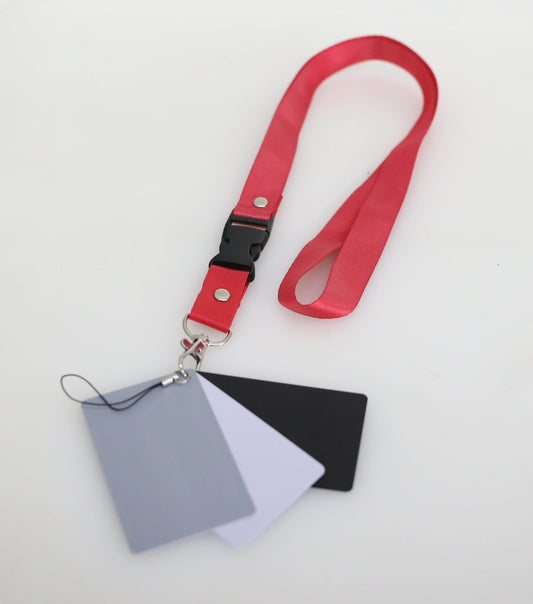 Pocket Sized Gray White Balance Card 18% Exposure Kit for Digital Camera w/Strap