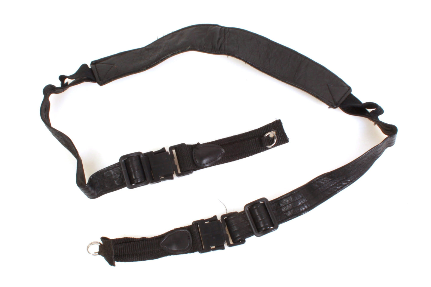 Camera Strap Black Leather w/ Neck Pad Vintage 1960s