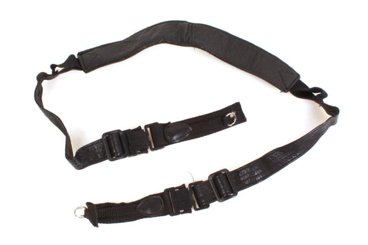 Camera Strap Black Leather w/ Neck Pad Vintage 1960s