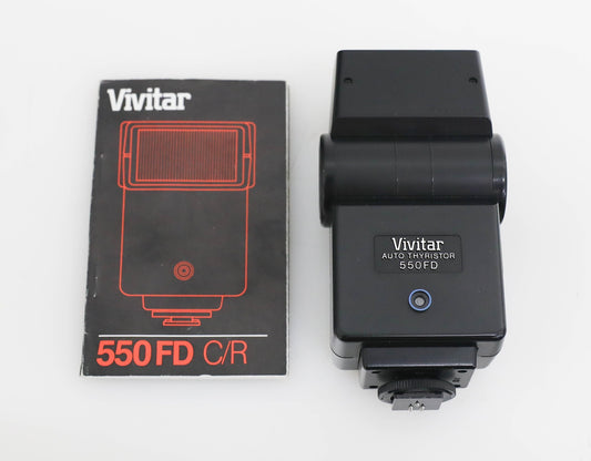 Vintage Vivitar Auto Thyristor 550FD C/R Flash with Manual for Canon AEI/AEIP