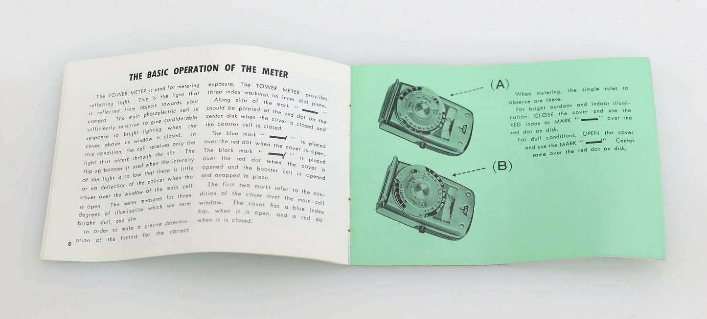 Vintage Sekonic Tower Meter Light Meter Instruction Manual No. 8879