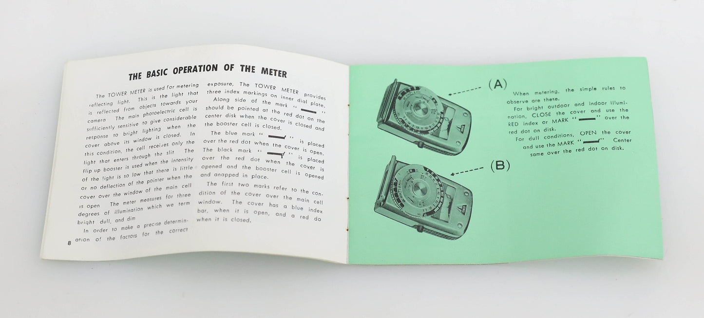 Vintage Sekonic Tower Meter Light Meter Instruction Manual No. 8879