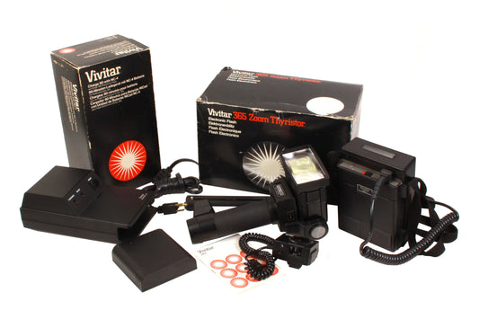 Vivitar 365 Zoom Thyristor Outfit Electronic Flash/LVP1 Power Pack/Charge 60/Vari Sensor/Cords