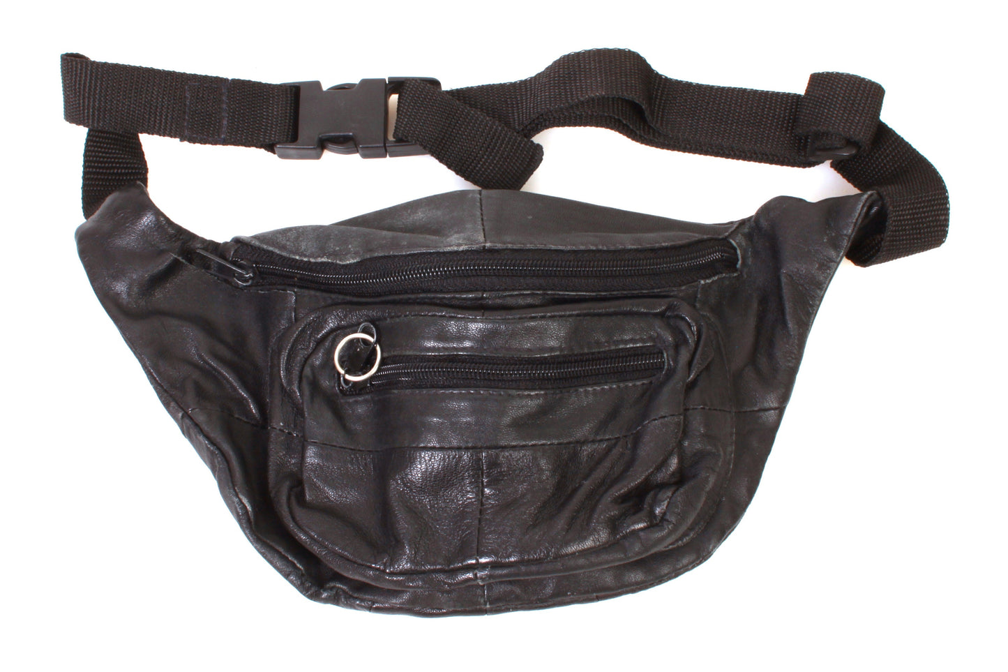 Fanny Pack Pouch Soft Black Leather Vintage 1970s