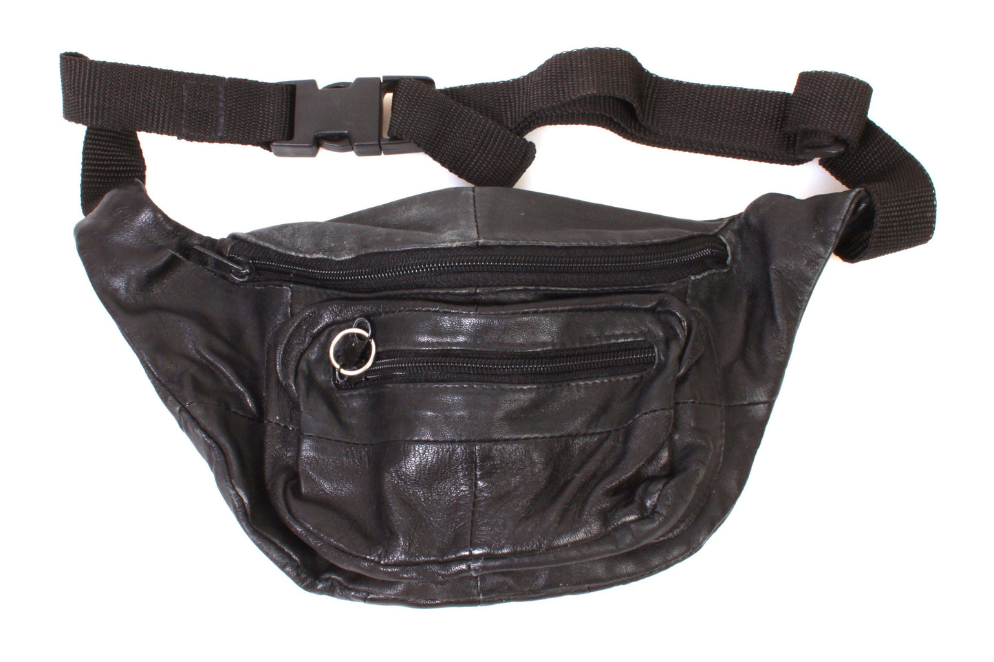 Fanny Pack Pouch Soft Black Leather Vintage 1970s
