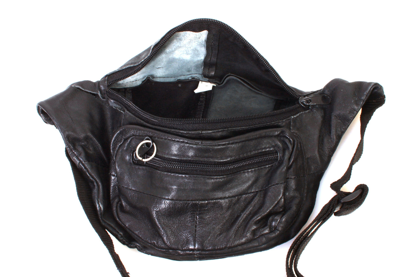 Fanny Pack Pouch Soft Black Leather Vintage 1970s