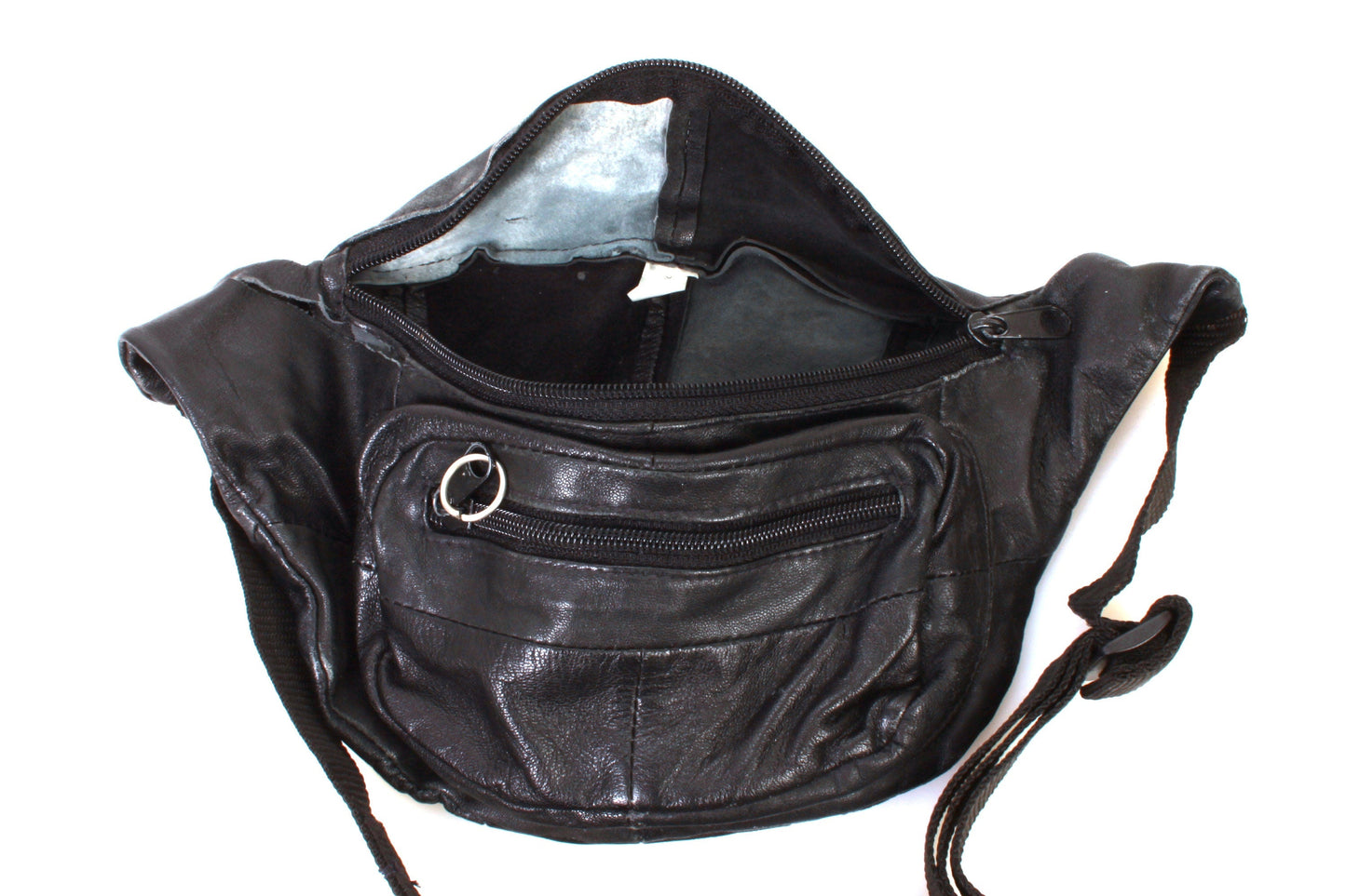 Fanny Pack Pouch Soft Black Leather Vintage 1970s