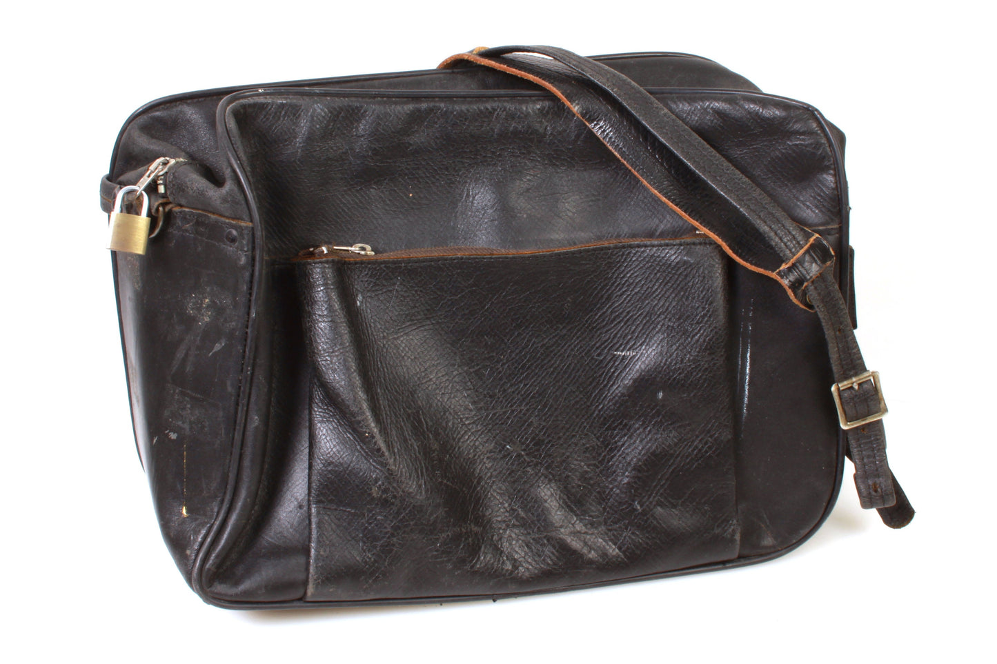 Camera Bag Leather Black Vintage 1950s