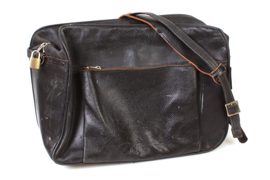 Camera Bag Leather Black Vintage 1950s