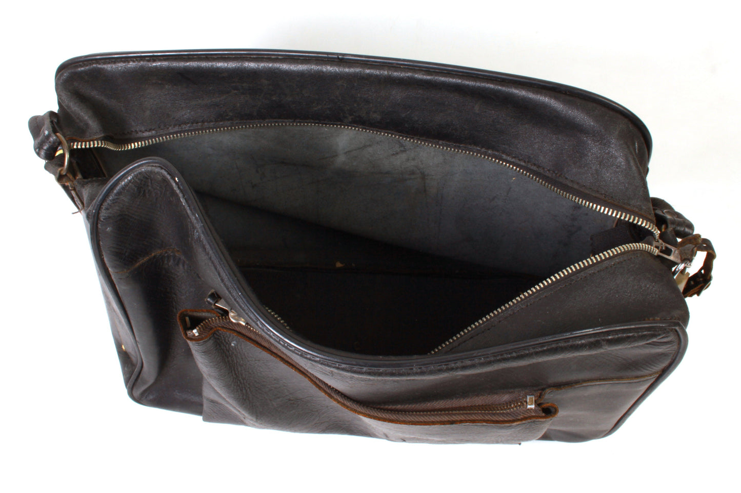 Camera Bag Leather Black Vintage 1950s
