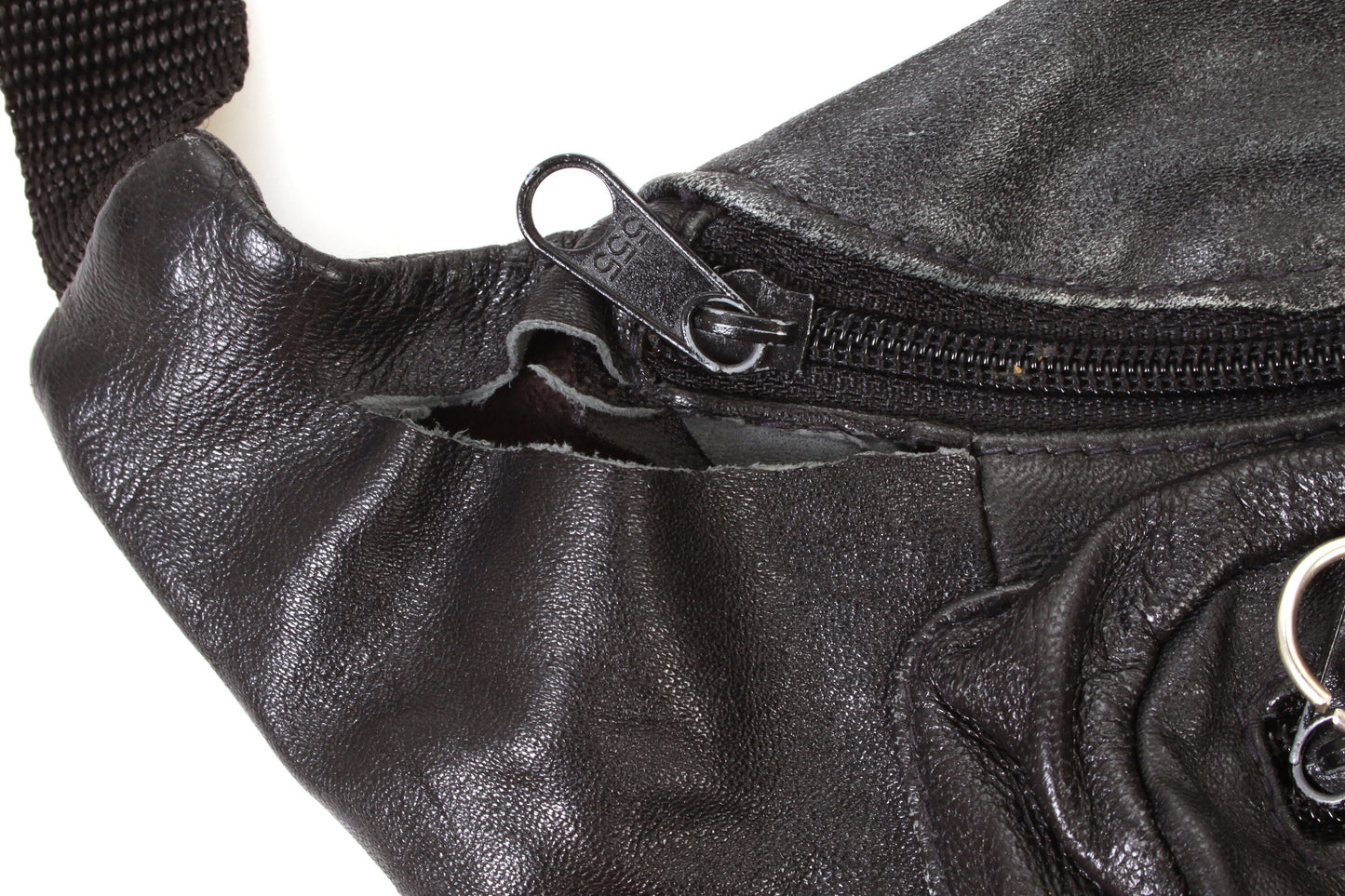Fanny Pack Pouch Soft Black Leather Vintage 1970s