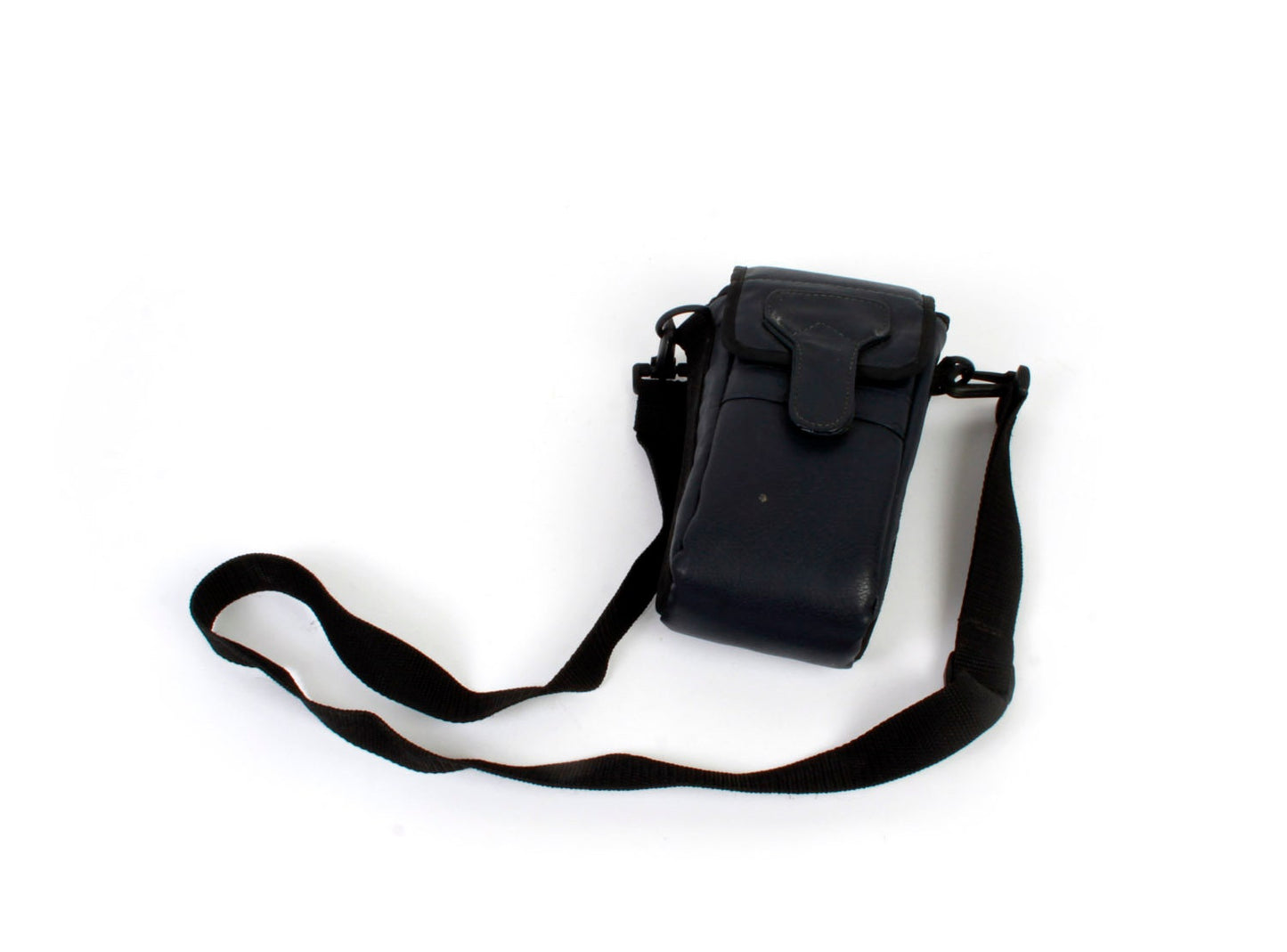 Vintage Dark Blue Leather Camera Case w/ Shoulder Strap