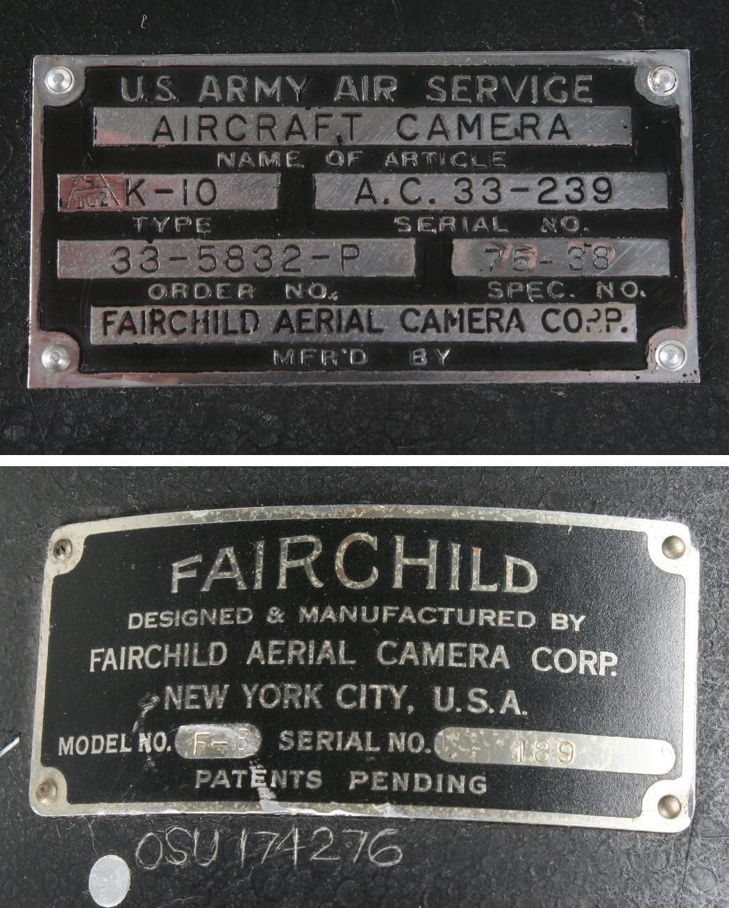 Fairchild Air Forces U.S. Army K 10 Aerial Recon Camera