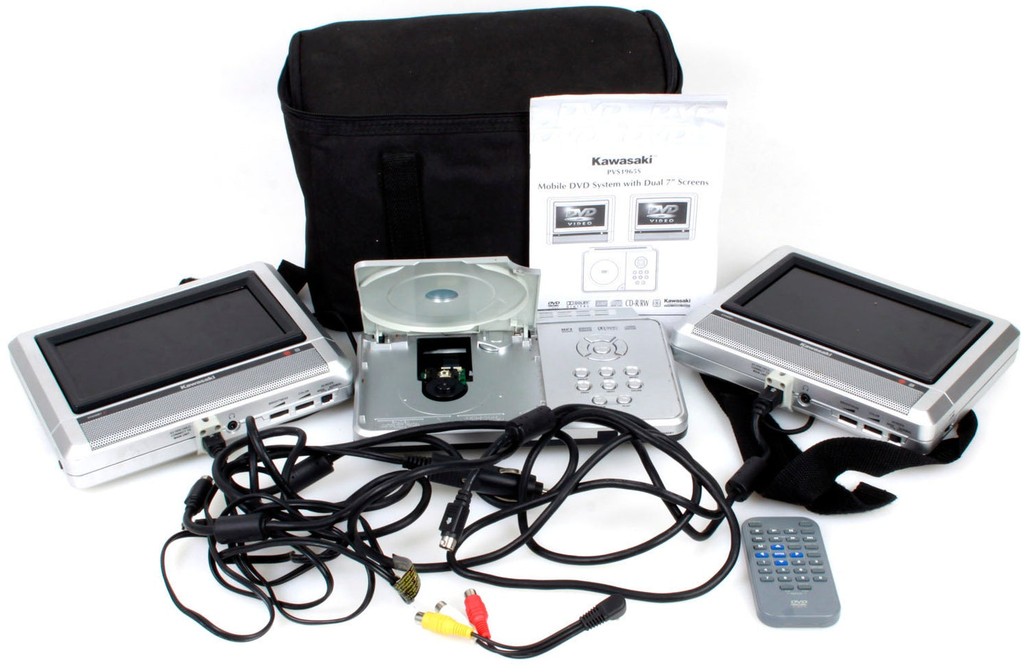 Kawasaki PVS1965 Portable DVD System w/ 2 6.5 Screens, Case, Accessories