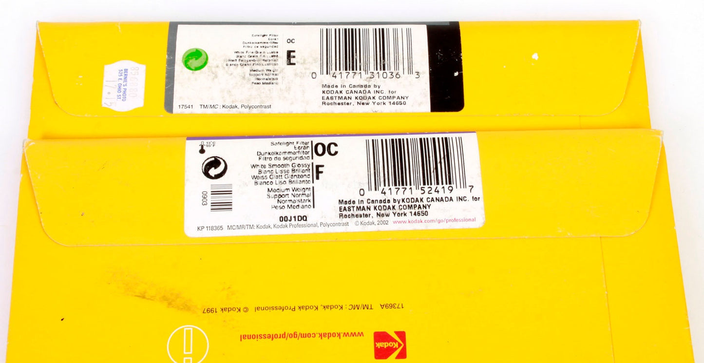 Kodak Pro 25 8x10 Polycontrast Sheets & Partial Box Glossy 8x10 Set of 2 Sheets