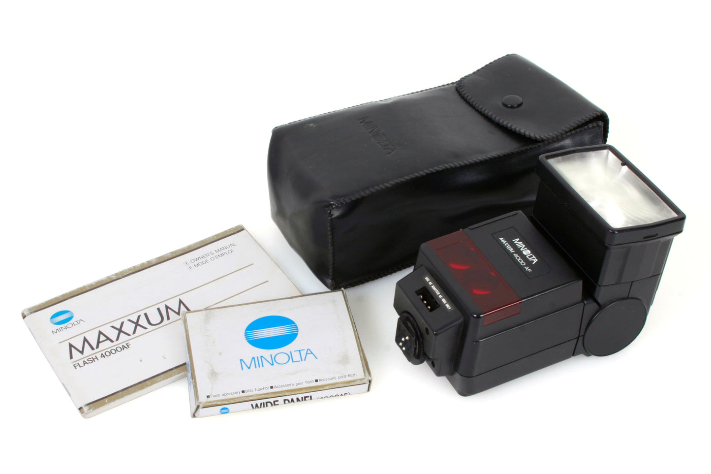 Minolta Maxxum 4000 AF Flash w/ Case & Manual + Wide Panel