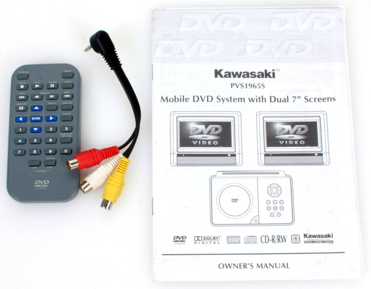 Kawasaki PVS1965 Portable DVD System w/ 2 6.5 Screens, Case, Accessories