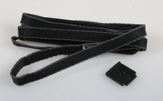 Minolta Camera Strap 1970s Thin Black with Flash Shoe Cover