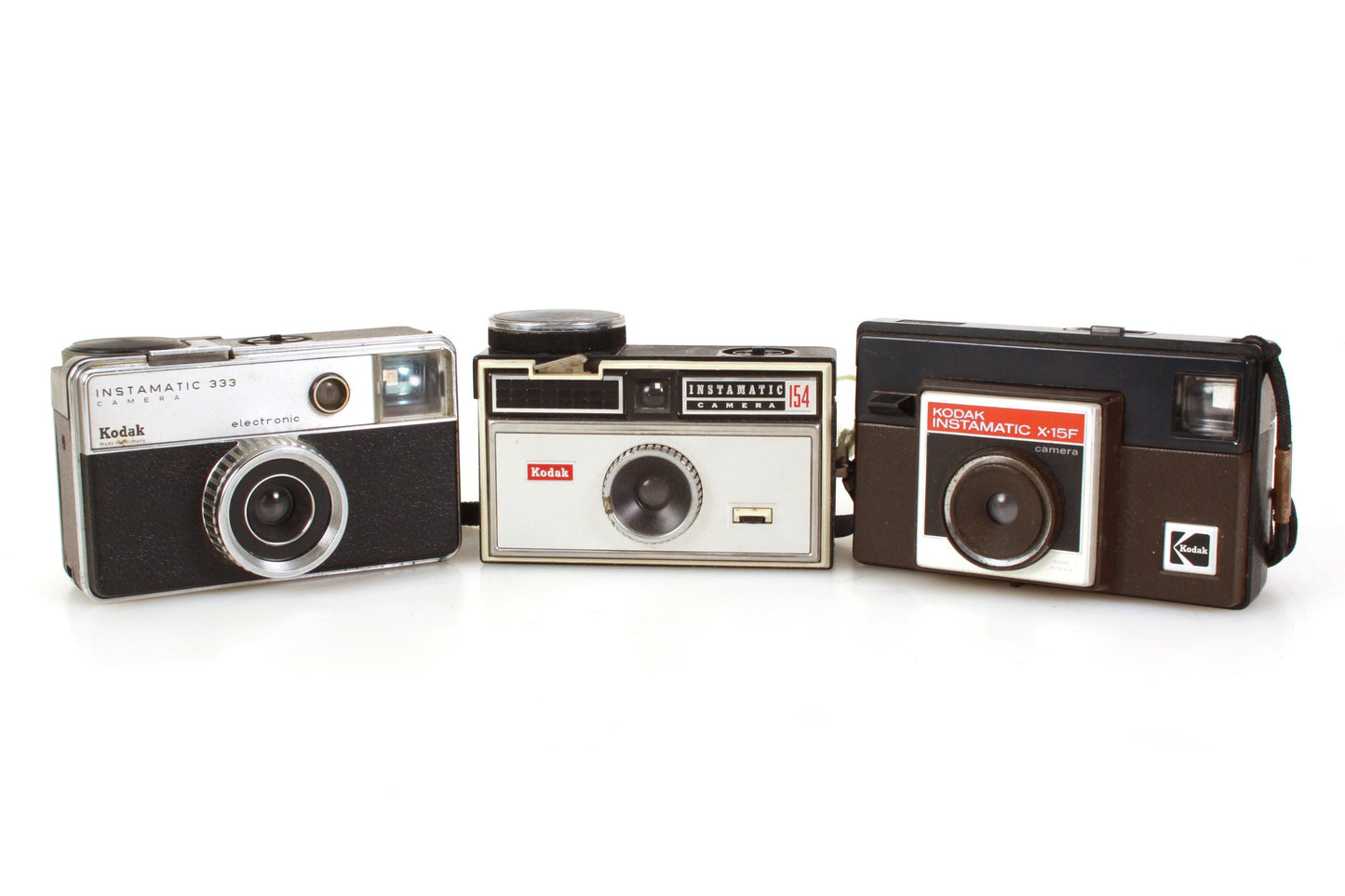 Art Deco Kodak Camera Lot of 5 Instamatic X-15F X-45 150 154 333 For Display