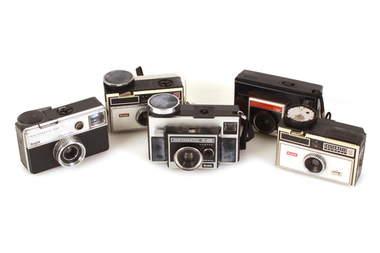 Art Deco Kodak Camera Lot of 5 Instamatic X-15F X-45 150 154 333 For Display