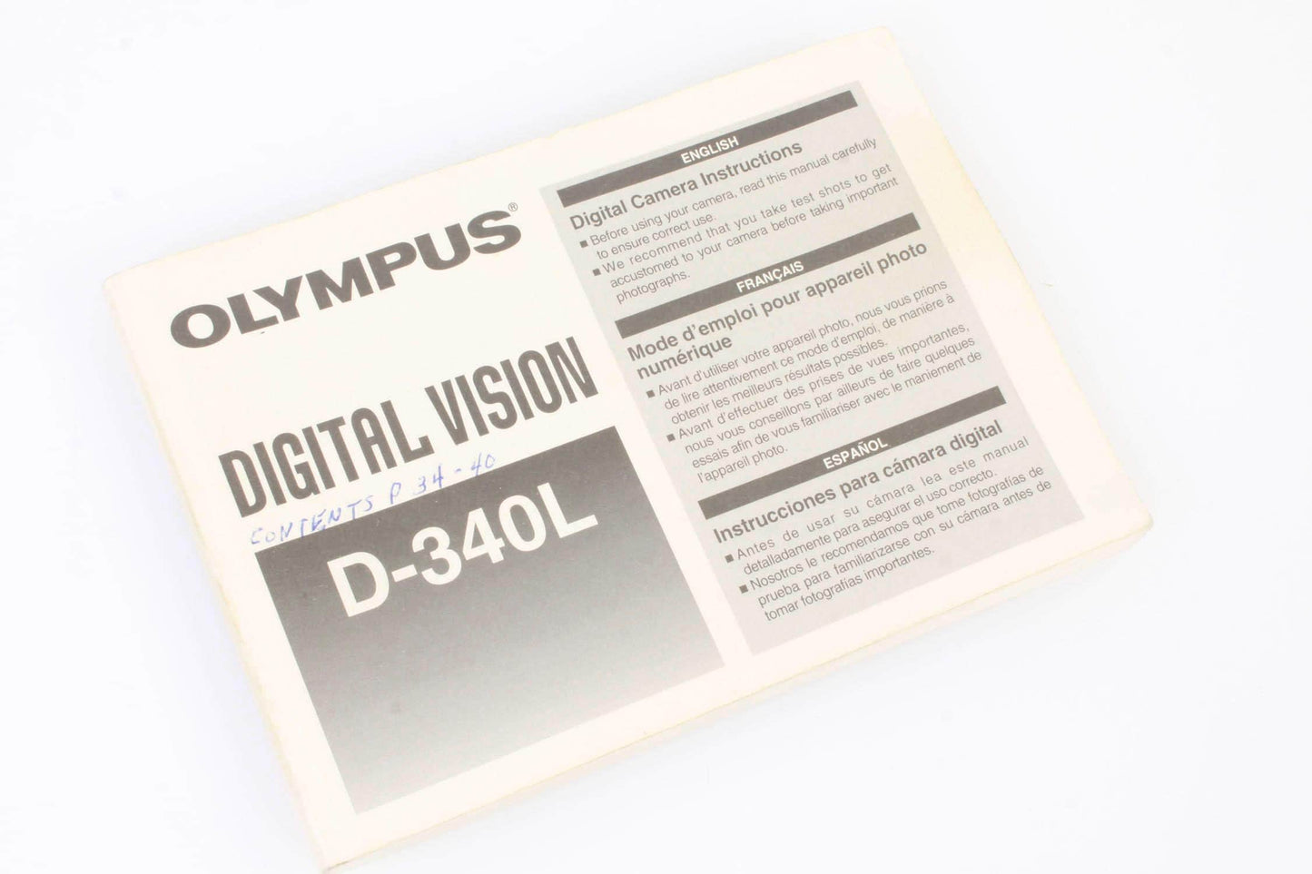 Olympus D-340R Digital Camera With Leather Bag and Instruction Manual