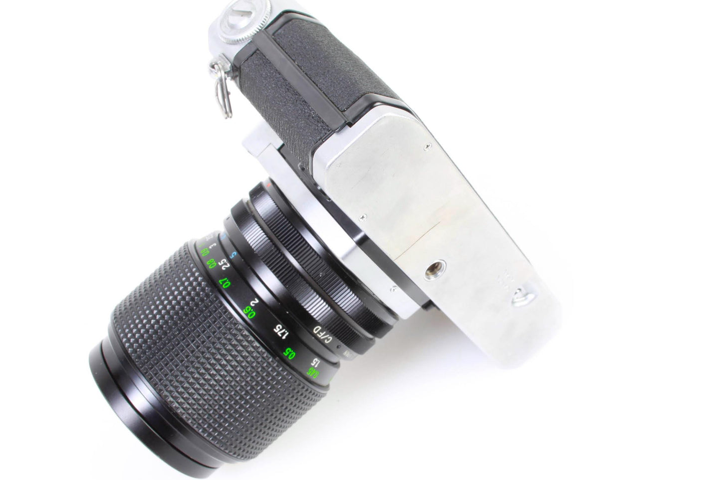 35mm Canon Student Camera W 35-75mm lens and 2 Pack of B&W Film TESTED WORKING