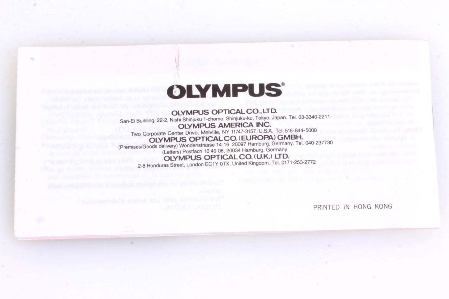 Olympus MJU-1 Instruction Booklet
