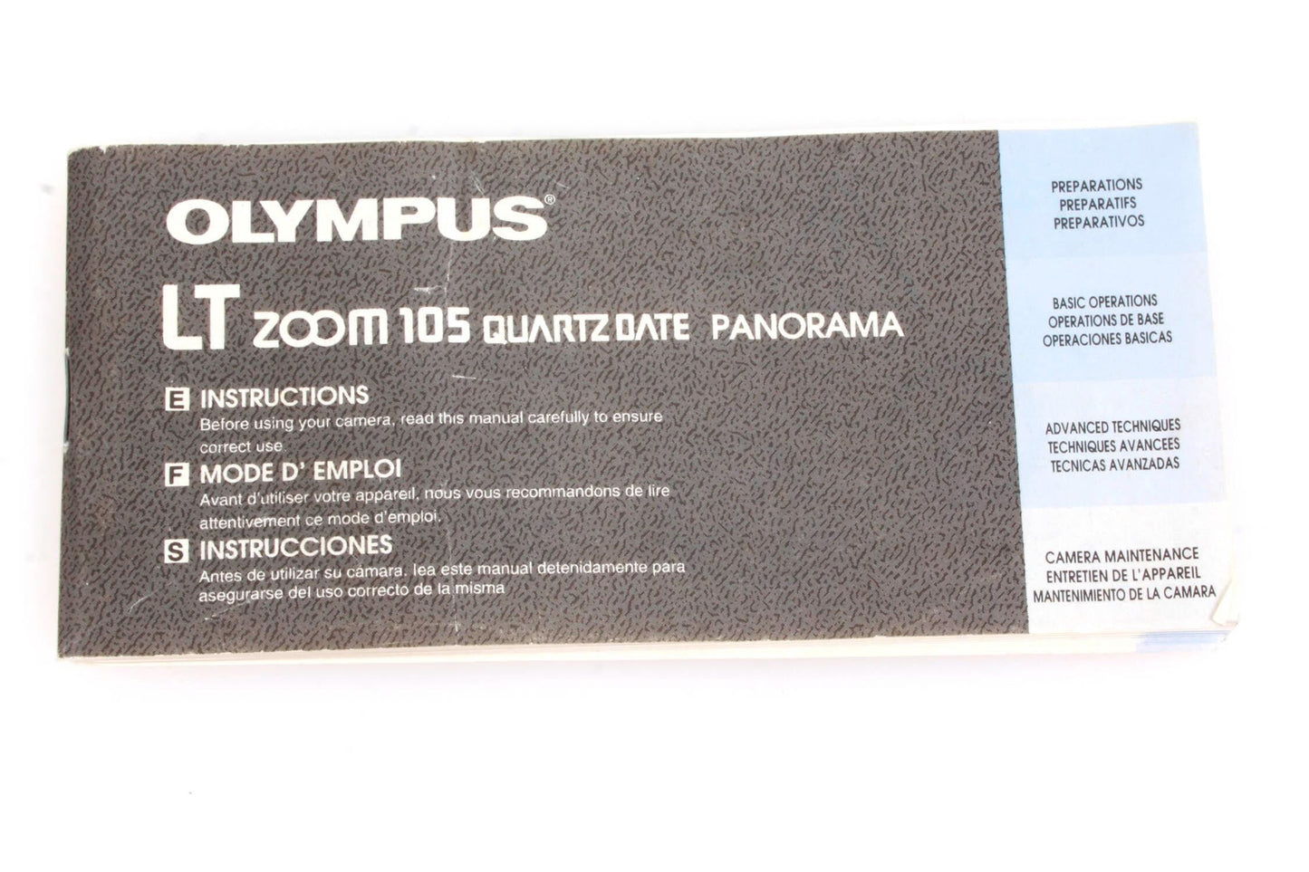 Olympus LT Zoom 105 Panorama Instruction booklet