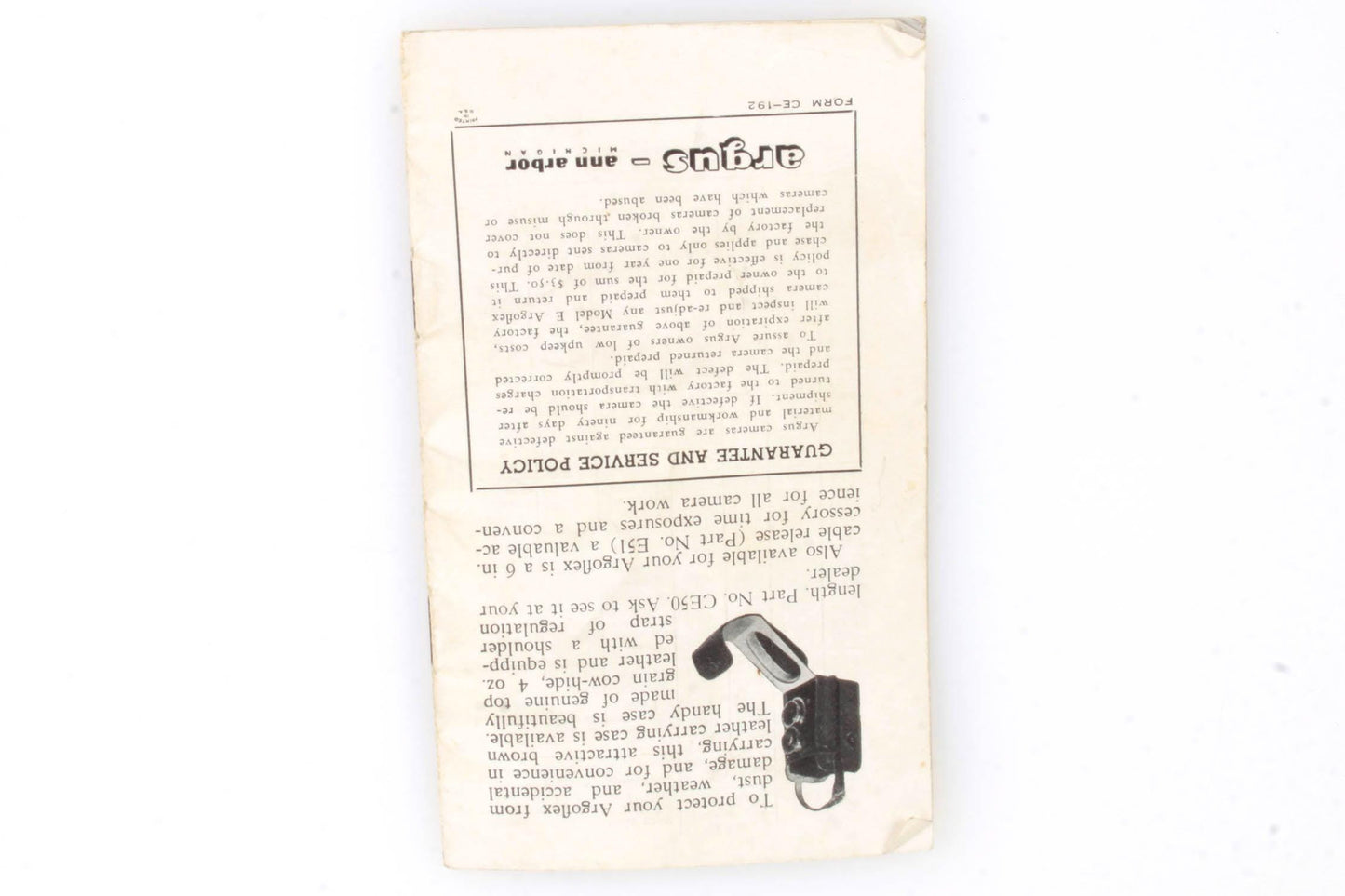 Argus Argoflex Model E Instruction Book