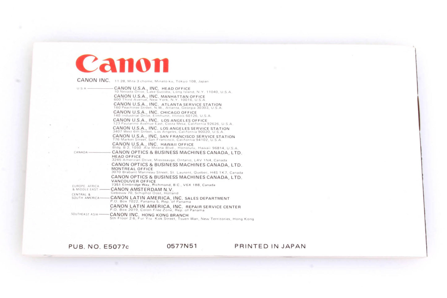 Canon Products Guide