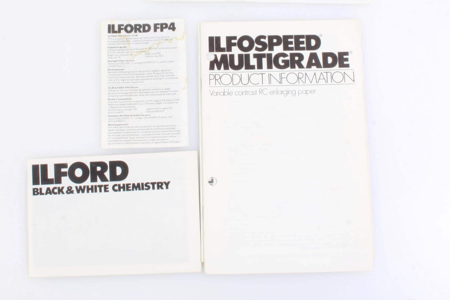 Various Ilford Product Guides