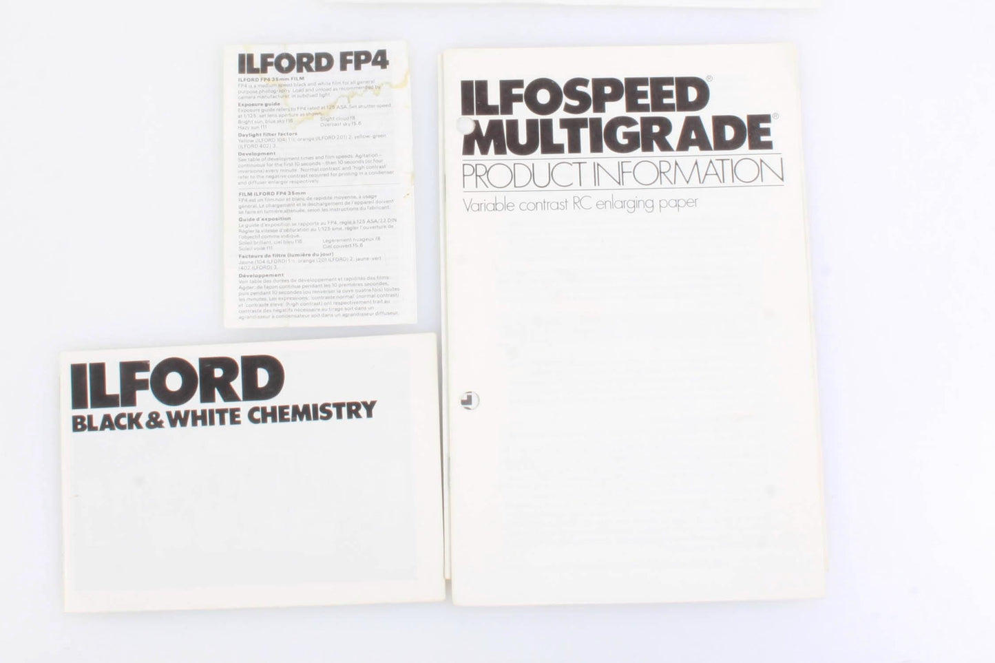 Various Ilford Product Guides