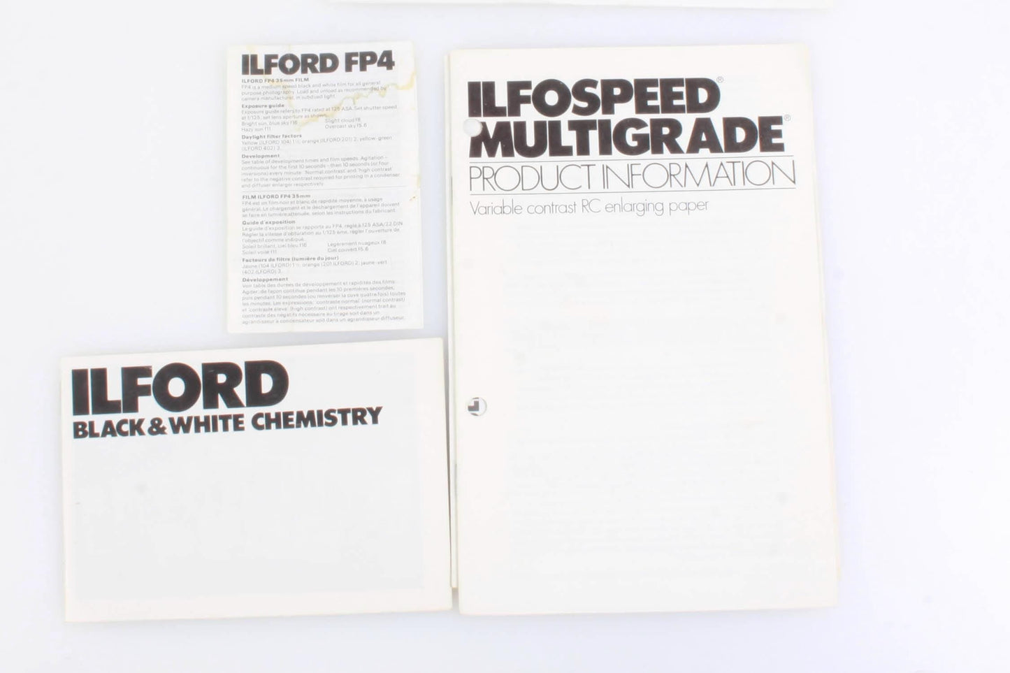 Various Ilford Product Guides