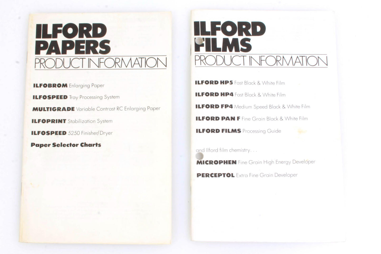 Various Ilford Product Guides