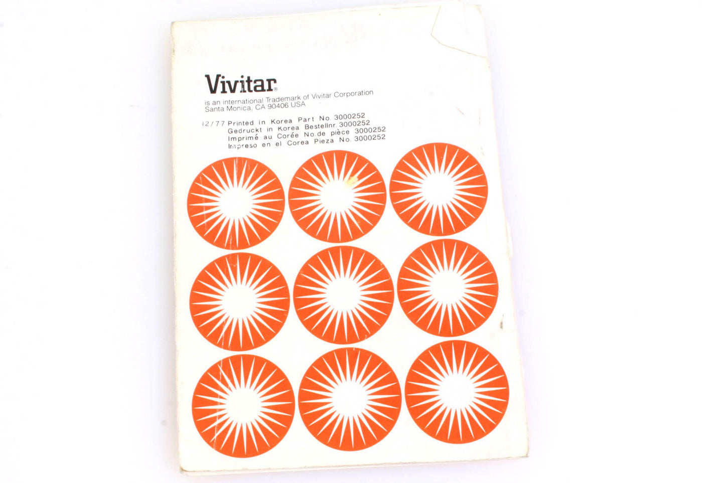 Vivitar 252 Flash Unit Manual