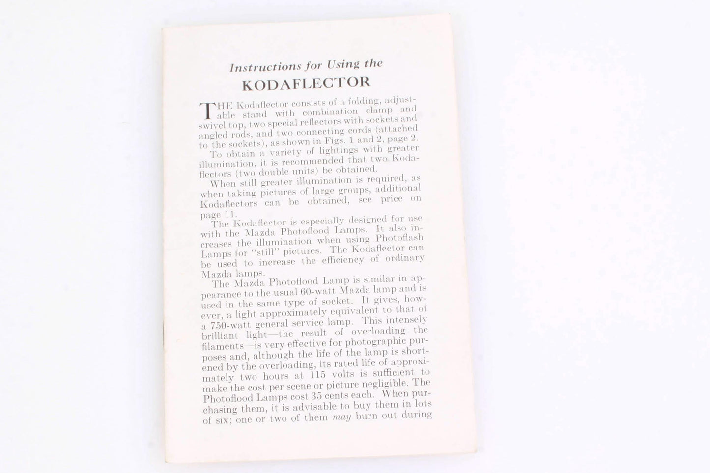 Kodak Kodaflector Instruction Manual