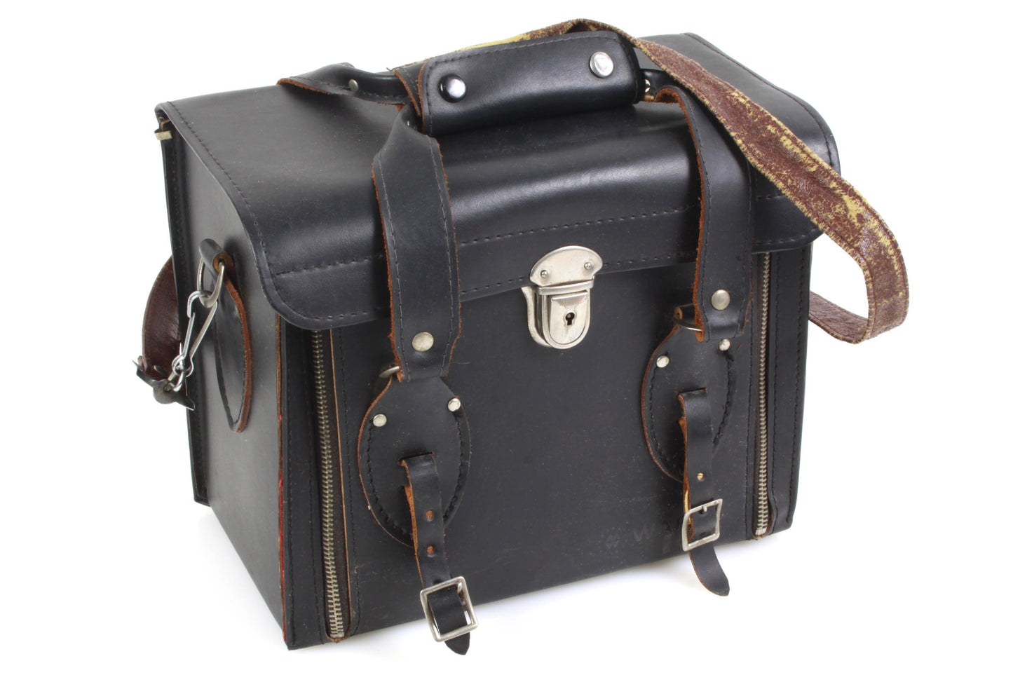 Camera Bag Vintage 1980s Black Leather
