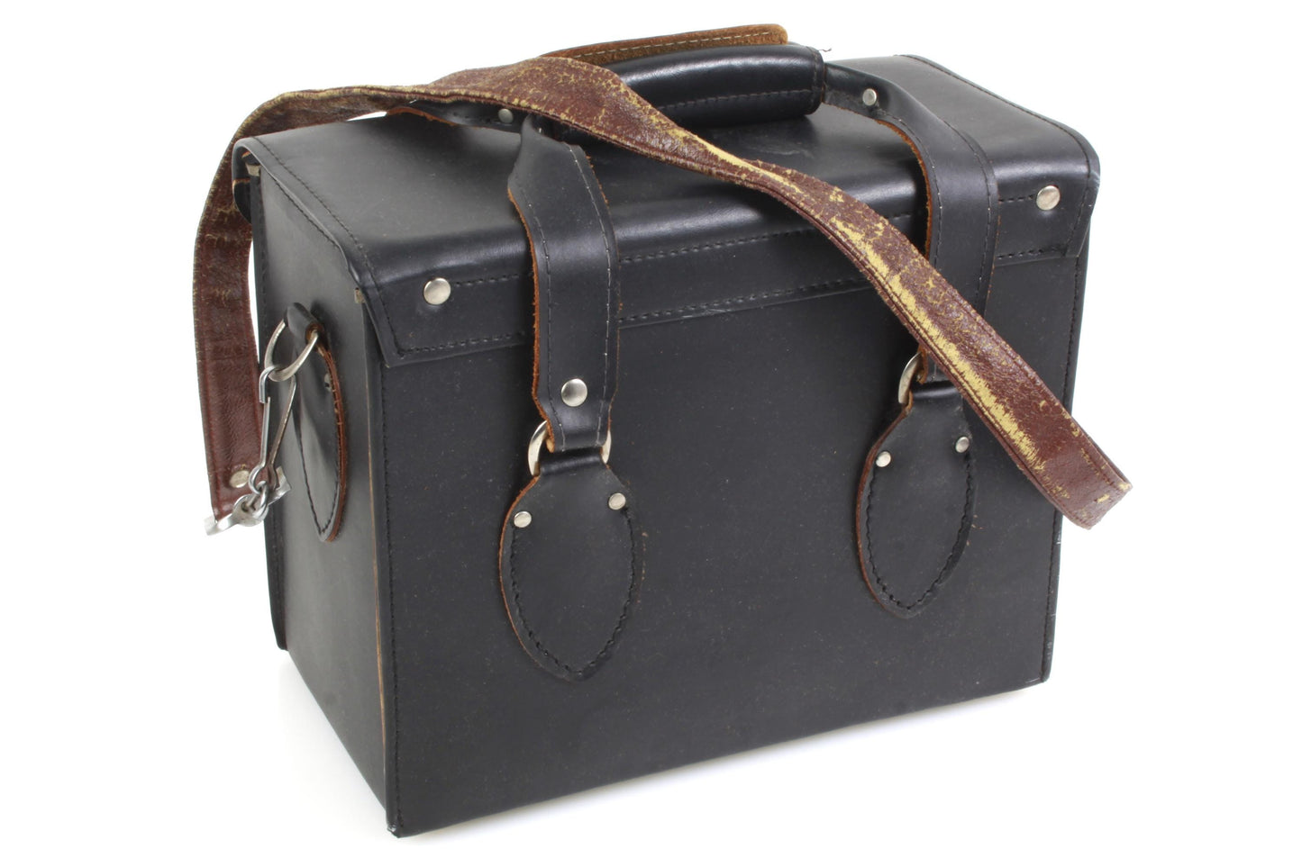 Camera Bag Vintage 1980s Black Leather