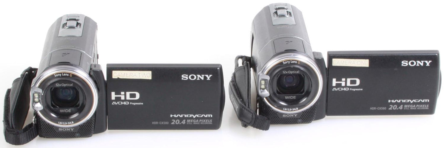 2 Sony High Def Handycams w/ Batteries, Cords, Chargers, Case