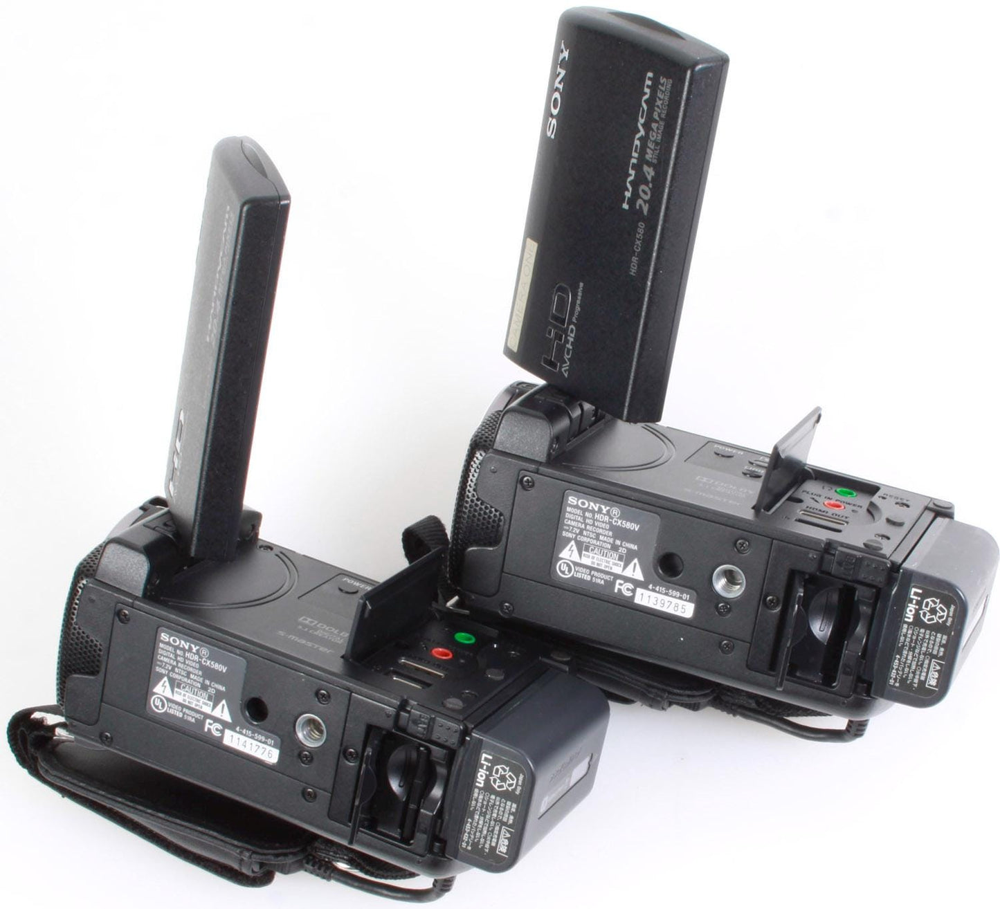 2 Sony High Def Handycams w/ Batteries, Cords, Chargers, Case