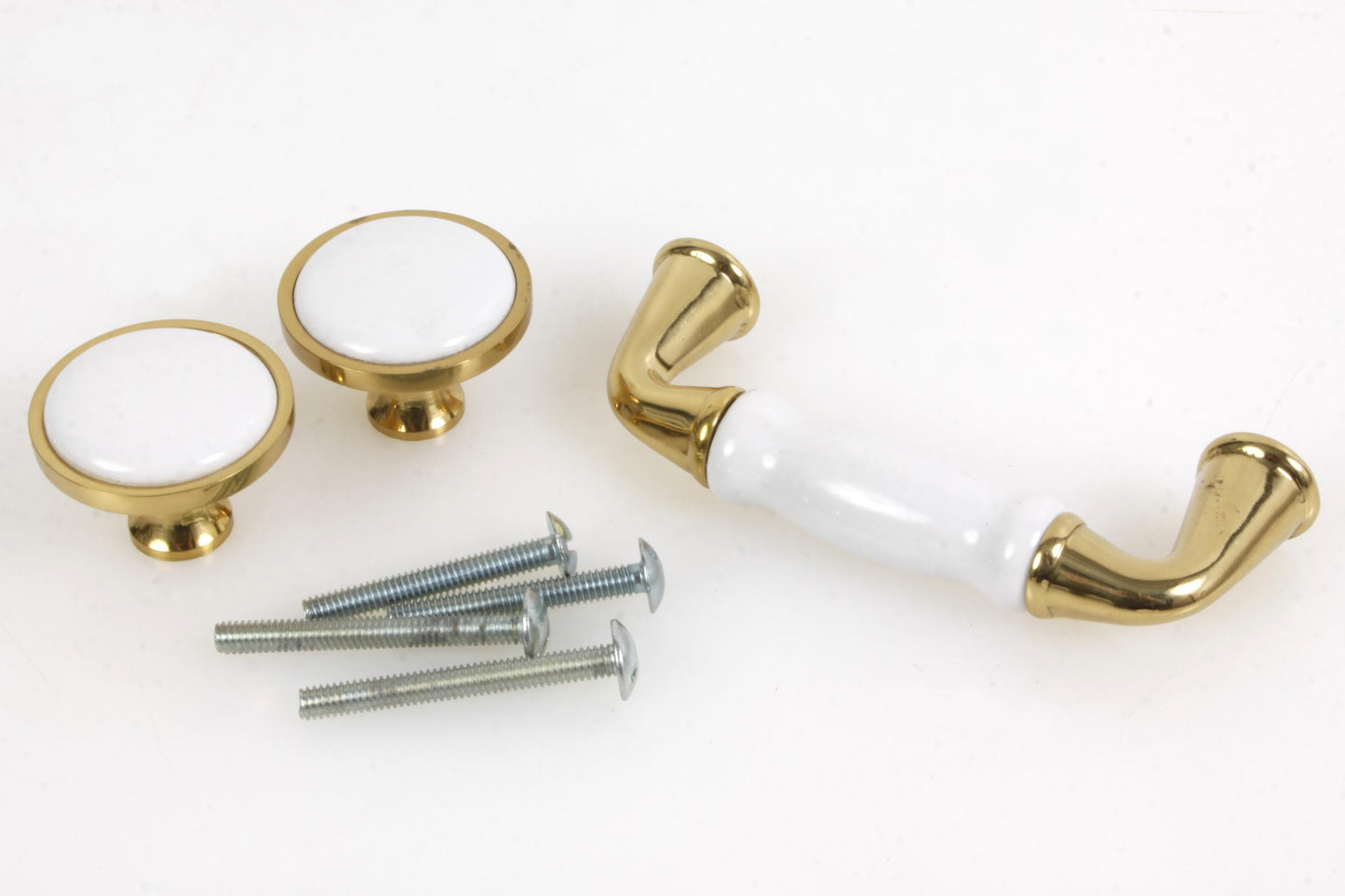 Baldwin Brass & Porcelain Cabinet Pull Handle w/ 2 Pull Knobs
