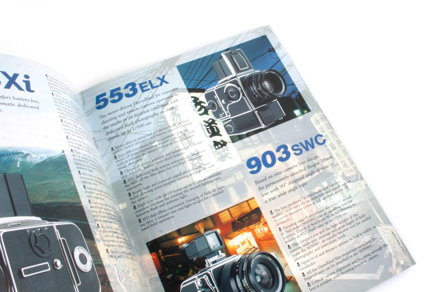 Hasselblad 201F, 203FE, 205FCC, 501C, 503CXi, 553ELX, and 903SWC Brochure