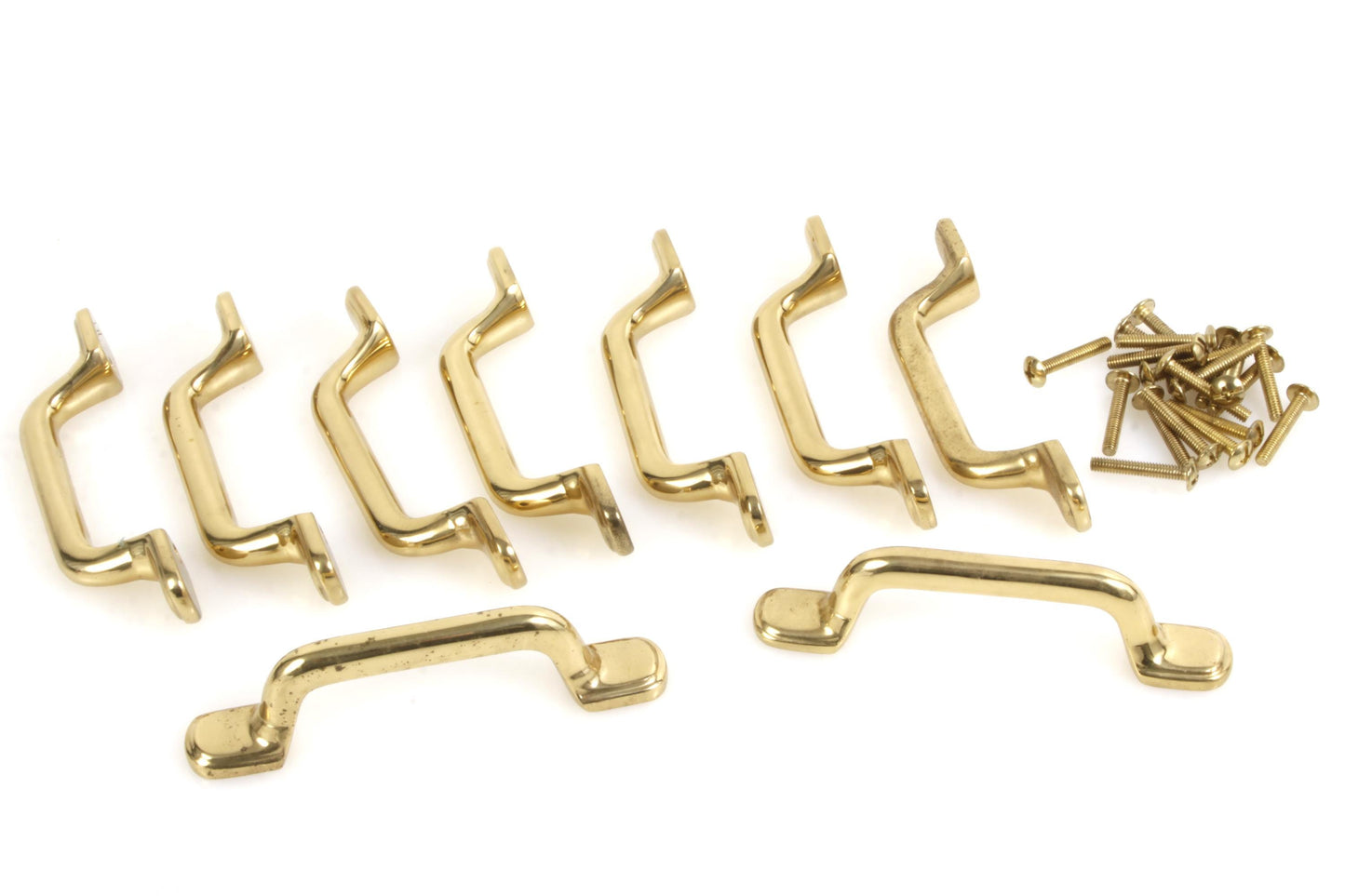 Baldwin Cabinet Pull Handle CTC Polished Brass Lot of 9 w/ Brass Screws