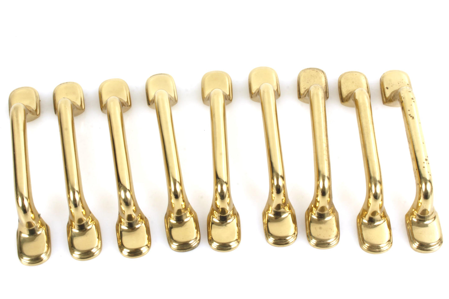 Baldwin Cabinet Pull Handle CTC Polished Brass Lot of 9 w/ Brass Screws