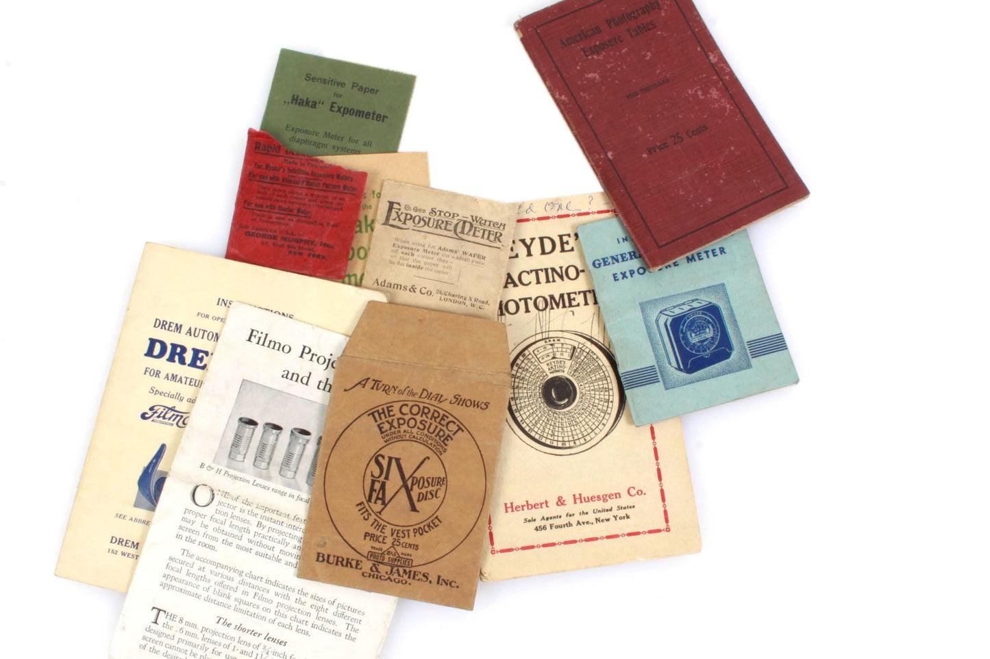 Various Vintage Photo Booklets and Exposure Meter Booklets